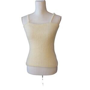 Sen Fuzzy Camisole Size Small Cream Spaghetti Straps Feminine Coquette Boho